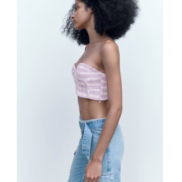 ZARA tweed purple tube top - Picture 2 of 5